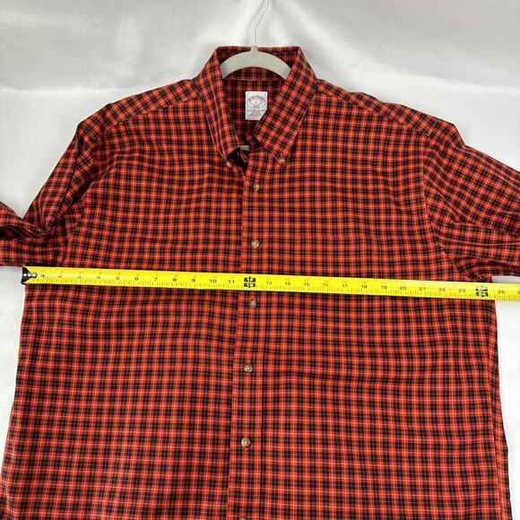 Brooks Brothers Shirt Men's Size L Original Polo Red Black Plaid Button Up - Picture 10 of 11